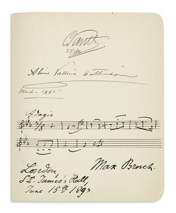 (ALBUM.) Autograph album containing over 60 items, mostly Autograph Musical Quotations Signed, by 19th-century composers, performers an